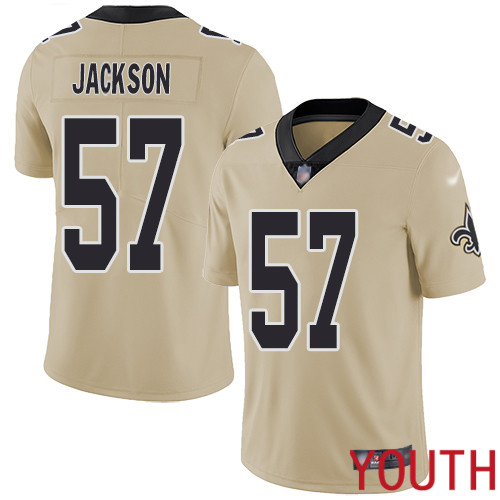 New Orleans Saints Limited Gold Youth Rickey Jackson Jersey NFL Football 57 Inverted Legend Jersey